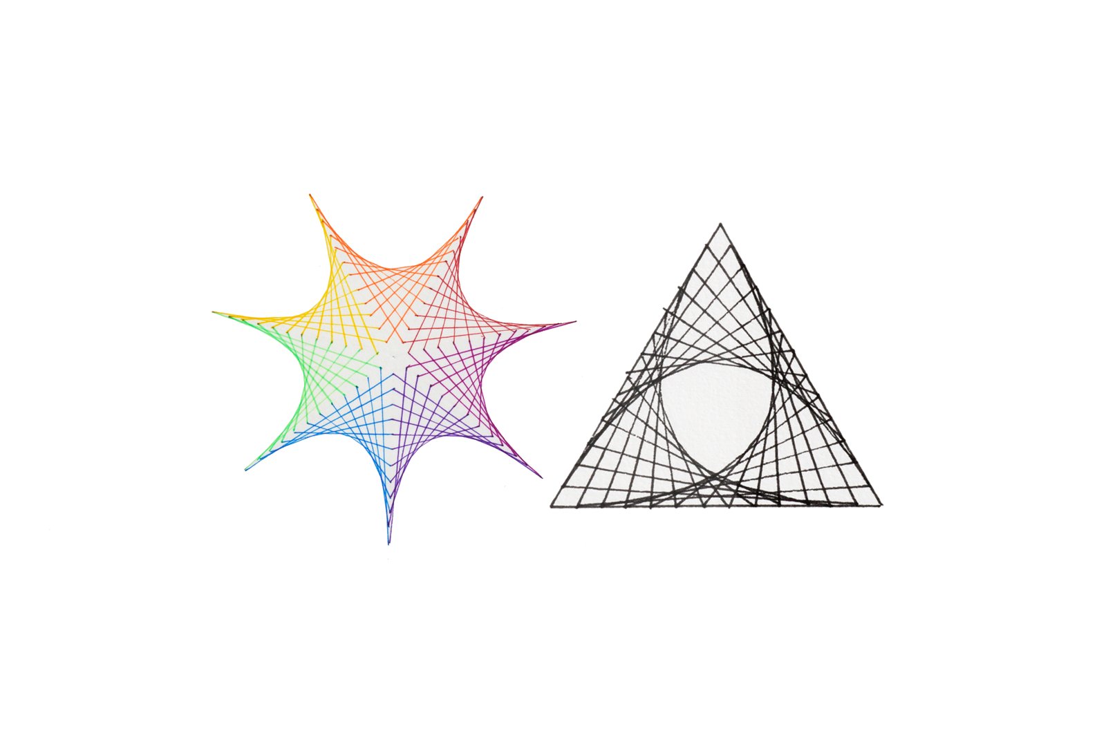 DOOR RECHTE LIJNEN TE TEKENEN VERSCHIJNT EEN KROMME